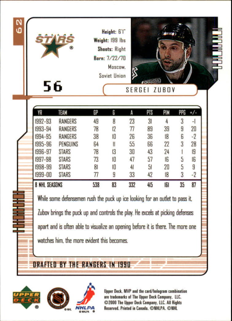 B5220- 2000-01 Upper Deck MVP Hk #s 1-200 +Rookies -You Pick- 15+ FREE US SHIP - Picture 125 of 441