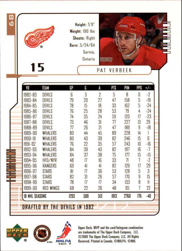 B5220- 2000-01 Upper Deck MVP Hk #s 1-200 +Rookies -You Pick- 15+ FREE US SHIP - Picture 137 of 441