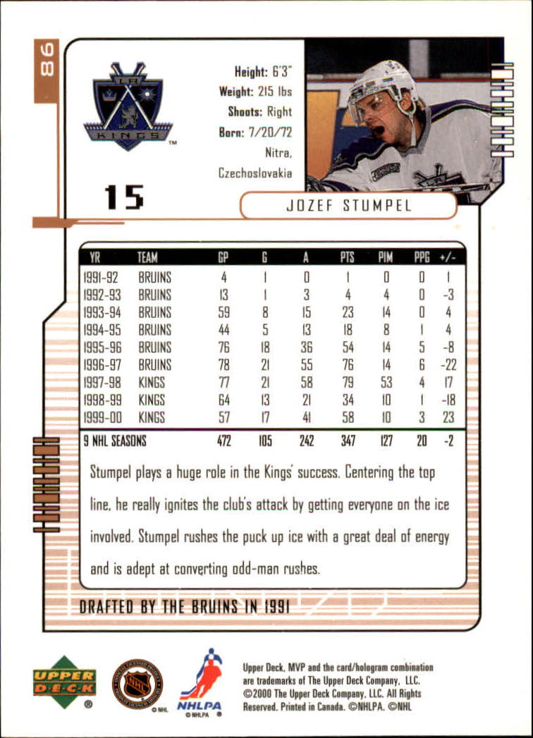 B5220- 2000-01 Upper Deck MVP Hk #s 1-200 +Rookies -You Pick- 15+ FREE US SHIP - Picture 173 of 441