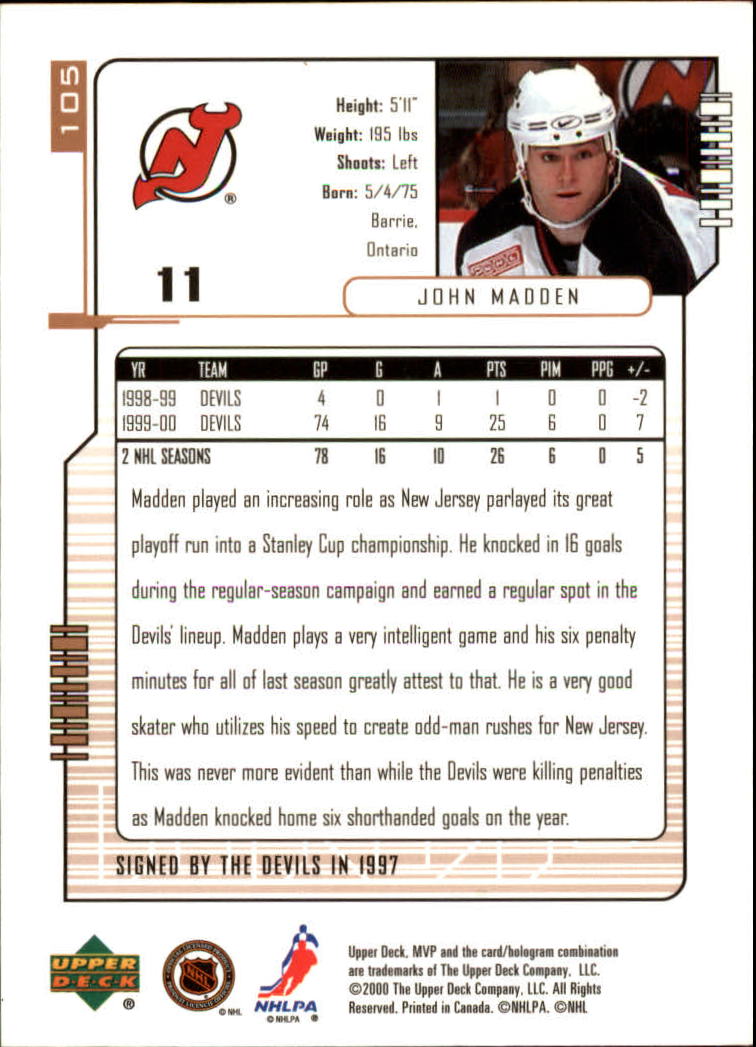 B5220- 2000-01 Upper Deck MVP Hk #s 1-200 +Rookies -You Pick- 15+ FREE US SHIP - Picture 211 of 441