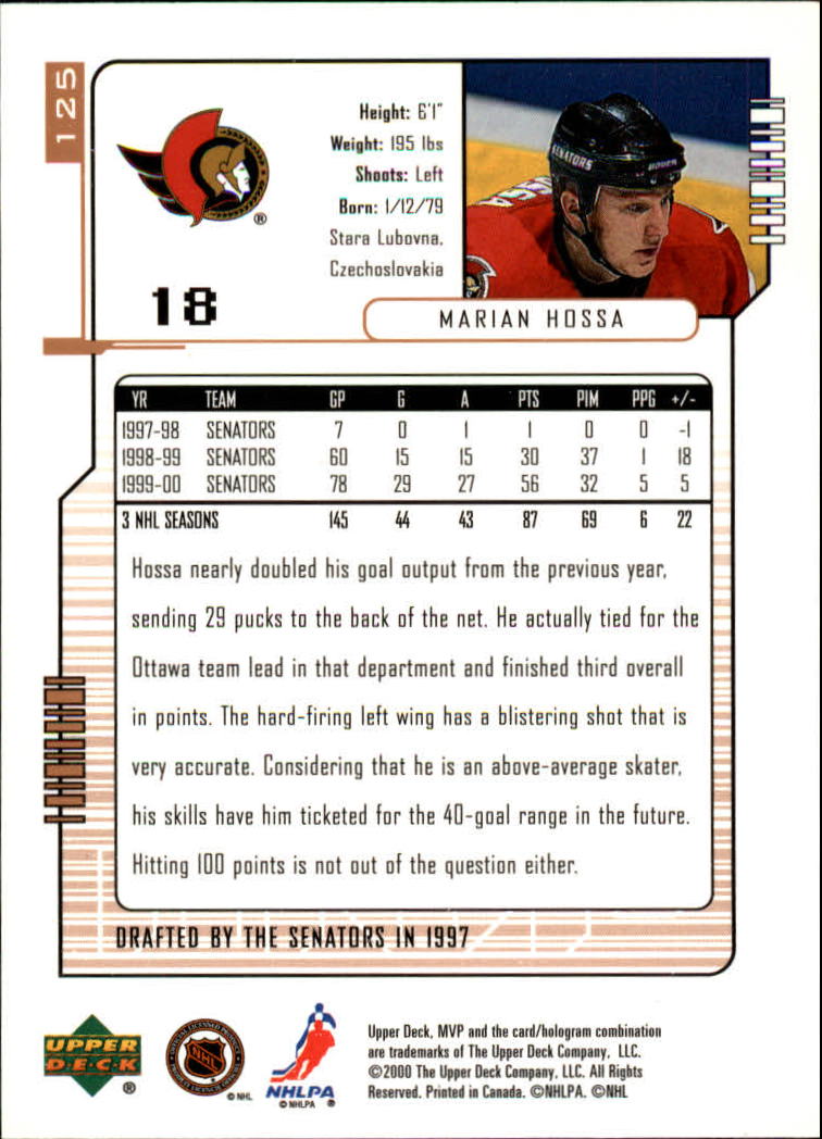 B5220- 2000-01 Upper Deck MVP Hk #s 1-200 +Rookies -You Pick- 15+ FREE US SHIP - Picture 251 of 441