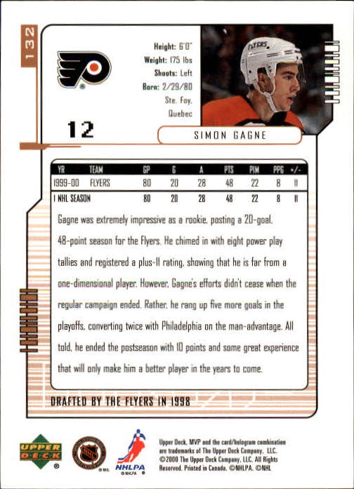 B5220- 2000-01 Upper Deck MVP Hk #s 1-200 +Rookies -You Pick- 15+ FREE US SHIP - Picture 265 of 441