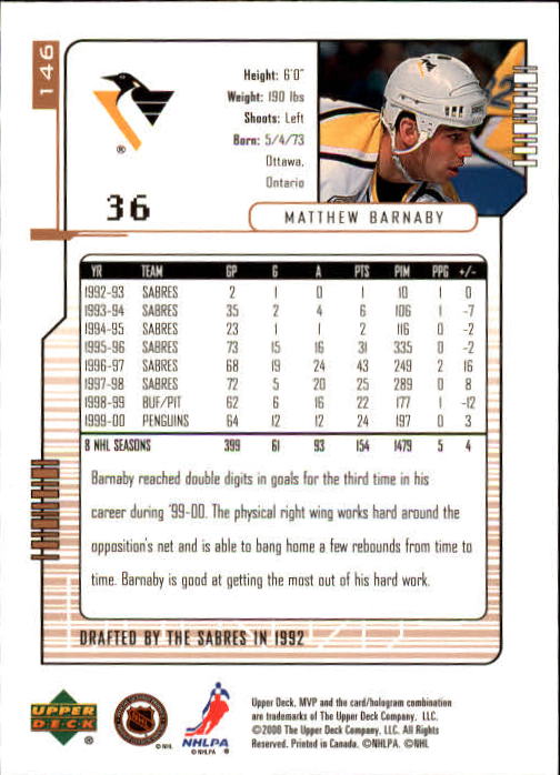 B5220- 2000-01 Upper Deck MVP Hk #s 1-200 +Rookies -You Pick- 15+ FREE US SHIP - Picture 293 of 441