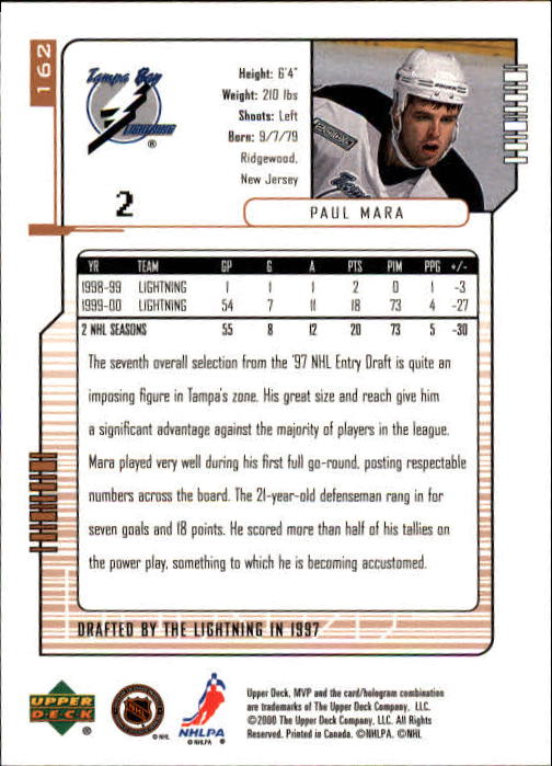 B5220- 2000-01 Upper Deck MVP Hk #s 1-200 +Rookies -You Pick- 15+ FREE US SHIP - Picture 325 of 441