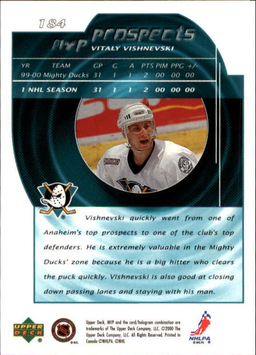 2000-01 Upper Deck MVP #184 Vitali Vishnevsky back image