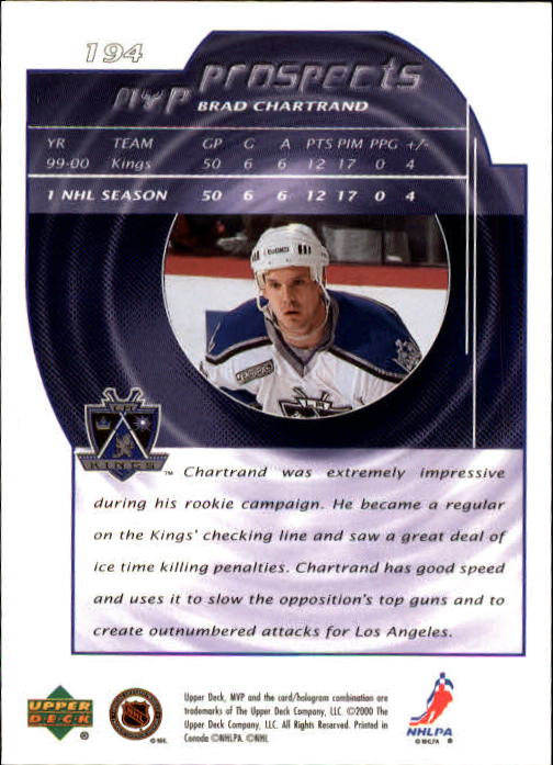 B5220- 2000-01 Upper Deck MVP Hk #s 1-200 +Rookies -You Pick- 15+ FREE US SHIP - Picture 389 of 441