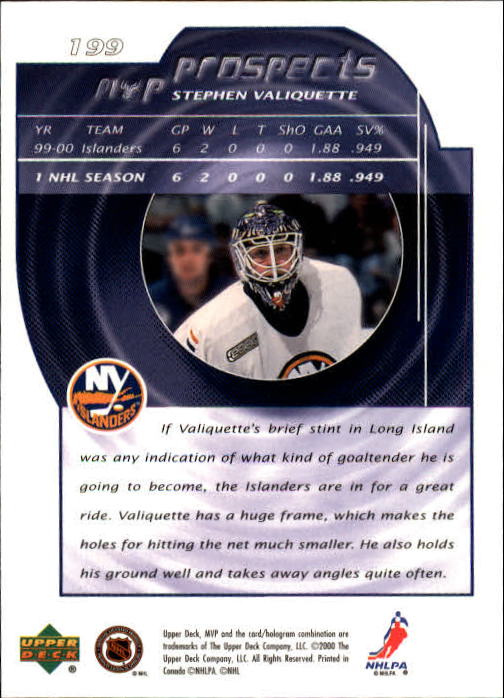 B5220- 2000-01 Upper Deck MVP Hk #s 1-200 +Rookies -You Pick- 15+ FREE US SHIP - Picture 399 of 441