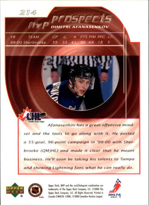B5220- 2000-01 Upper Deck MVP Hk #s 1-200 +Rookies -You Pick- 15+ FREE US SHIP - Picture 429 of 441