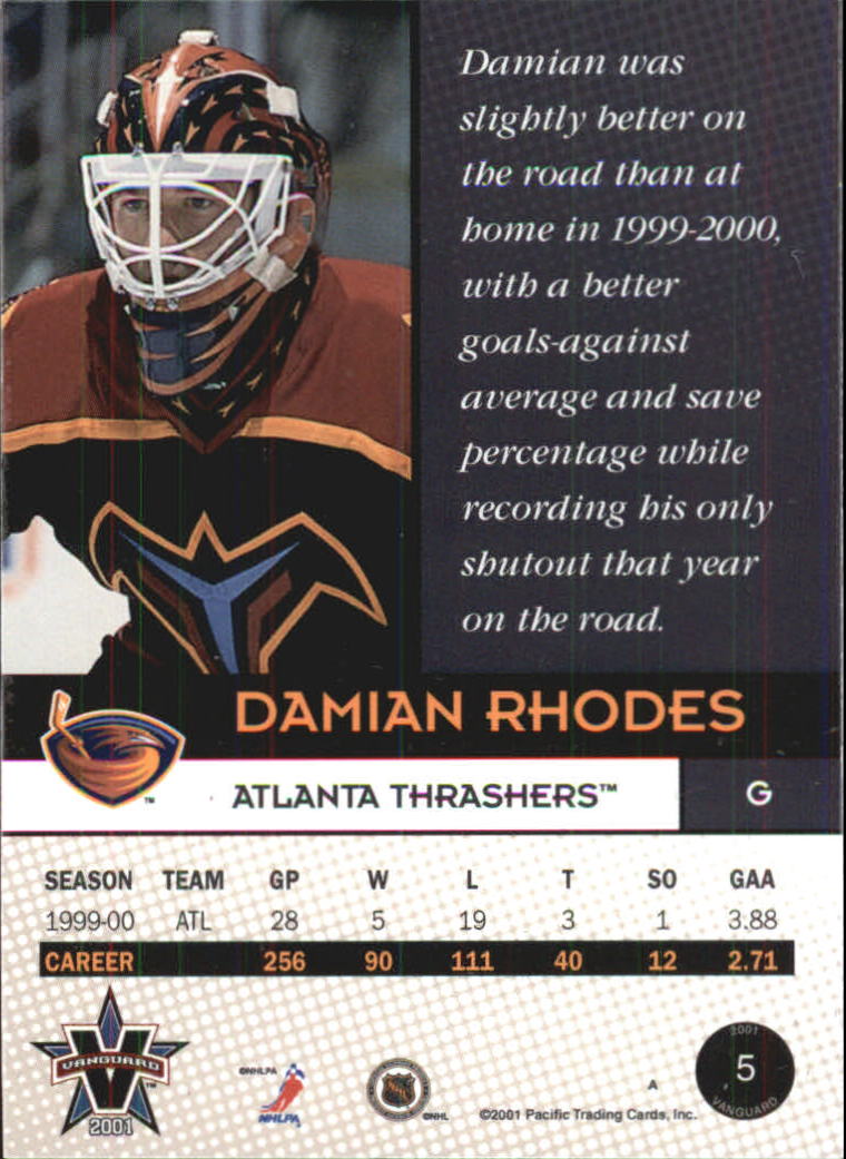 2000-01 Vanguard #5 Damian Rhodes back image