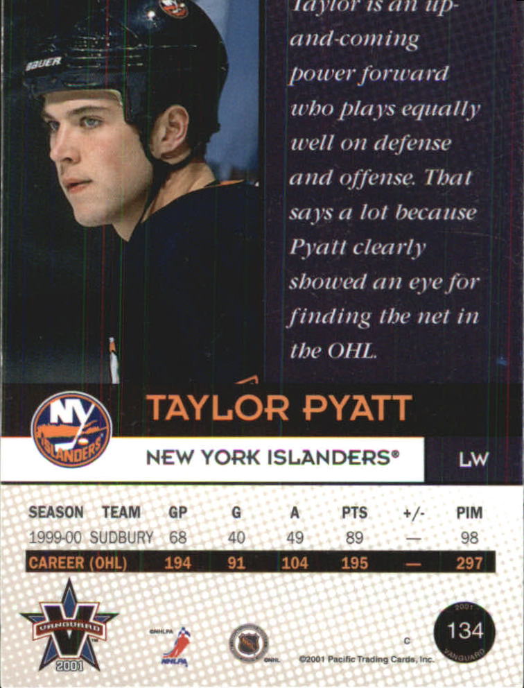 2000-01 Vanguard #134 Taylor Pyatt back image