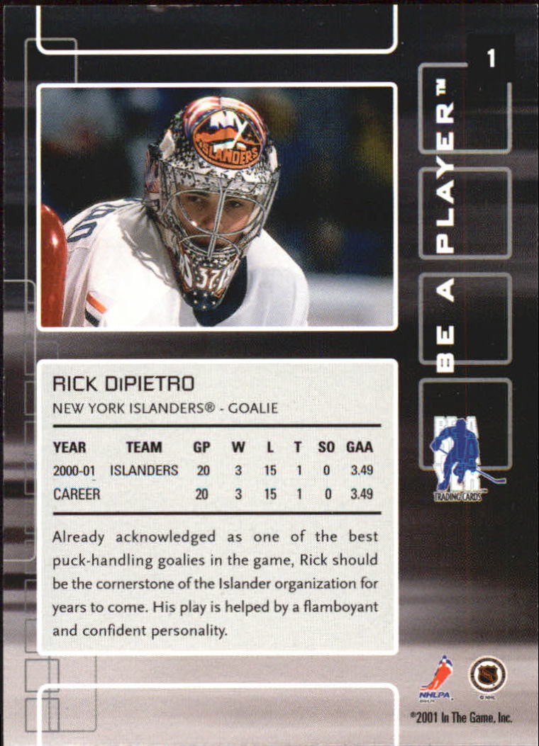2001-02 BAP Memorabilia #1 Rick DiPietro back image