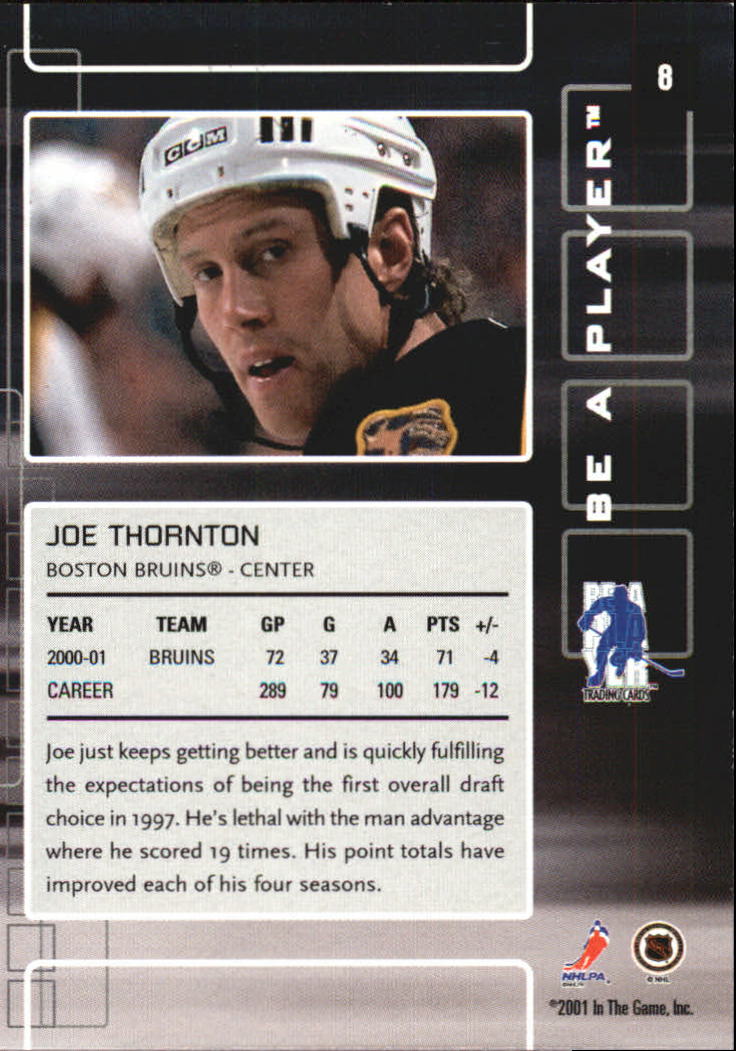 2001-02 BAP Memorabilia #8 Joe Thornton back image