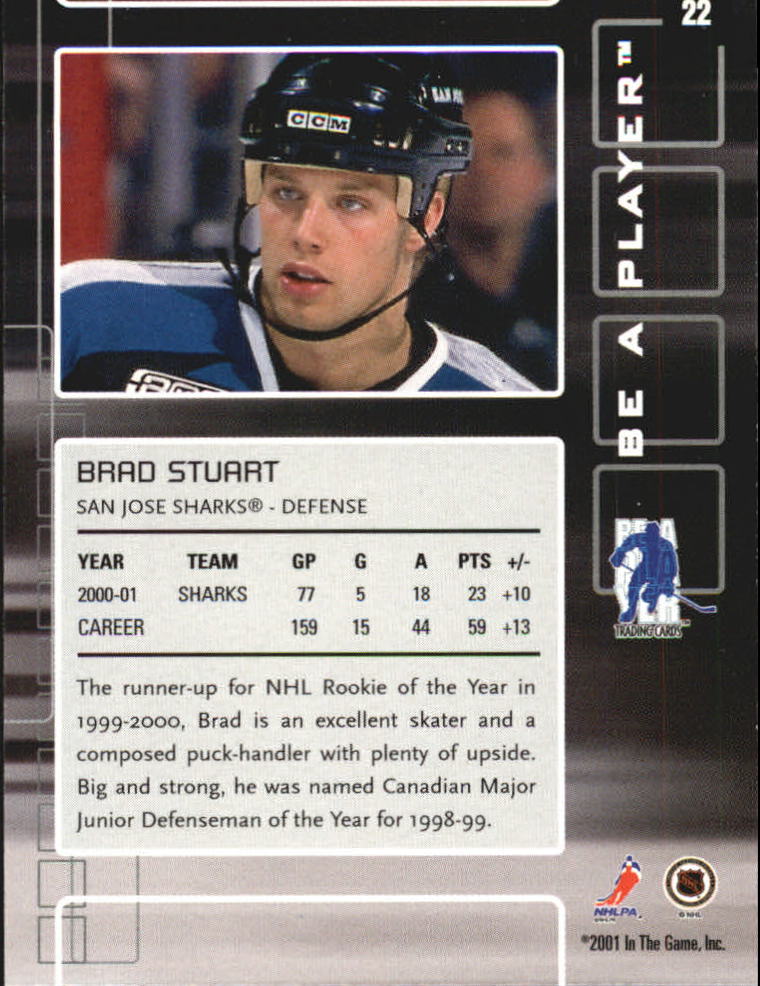 2001-02 BAP Memorabilia #22 Brad Stuart back image