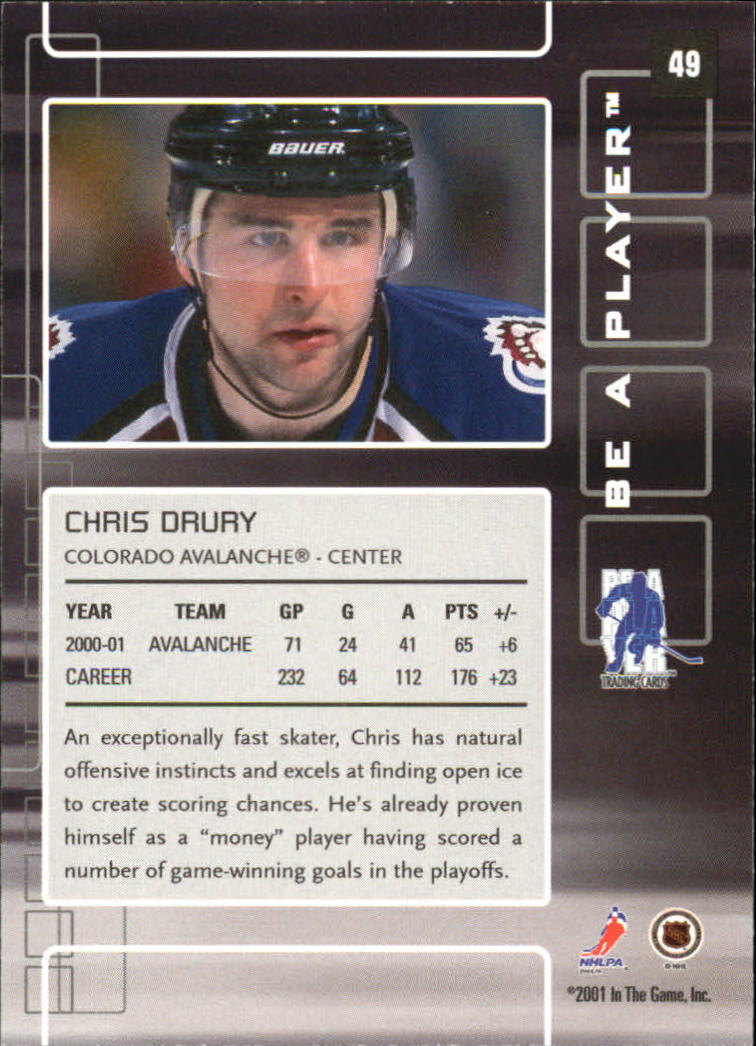 2001-02 BAP Memorabilia #49 Chris Drury back image