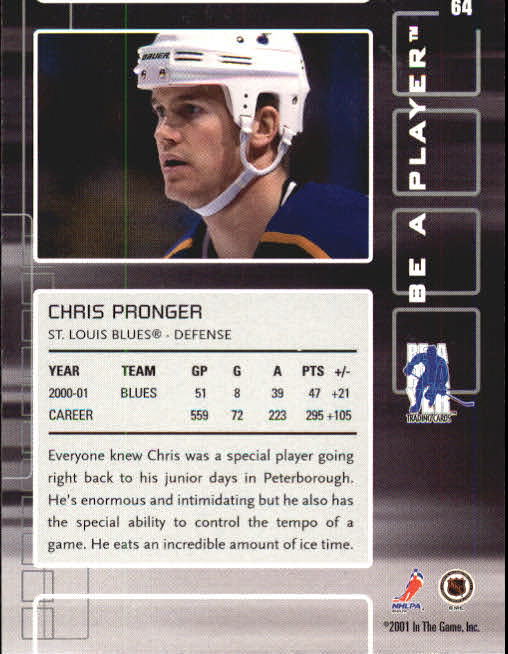 2001-02 BAP Memorabilia #64 Chris Pronger back image