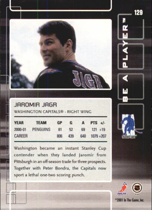 2001-02 BAP Memorabilia #129 Jaromir Jagr back image