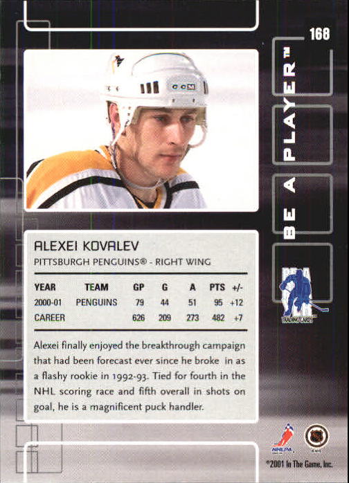 2001-02 BAP Memorabilia #168 Alexei Kovalev back image