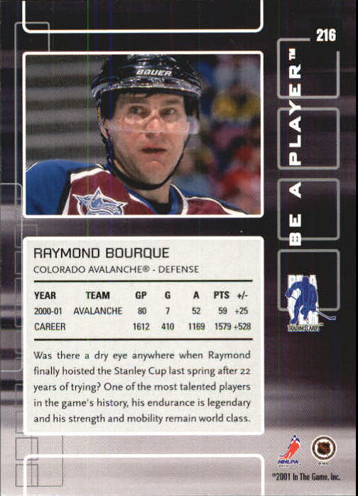 2001-02 BAP Memorabilia #216 Ray Bourque back image