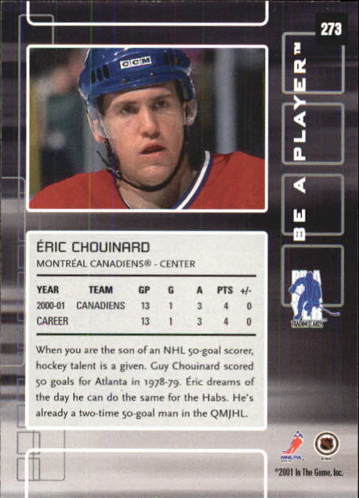 2001-02 BAP Memorabilia #273 Eric Chouinard back image