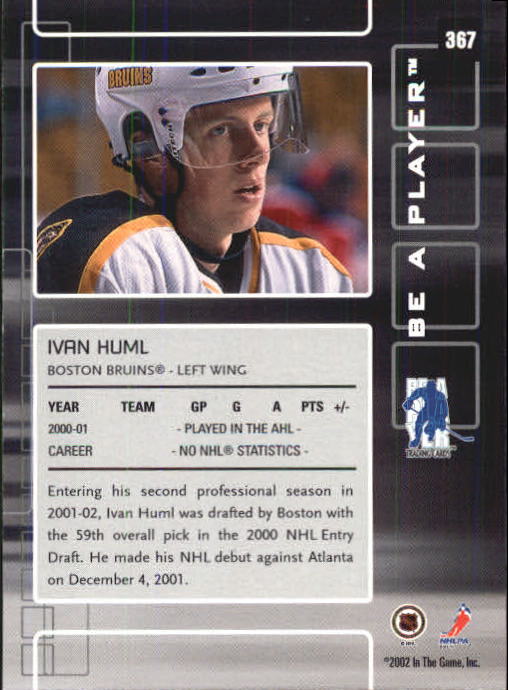 2001-02 BAP Memorabilia #367 Ivan Huml RC back image