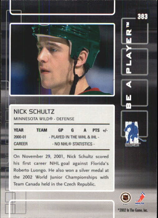 2001-02 BAP Memorabilia #383 Nick Schultz RC back image
