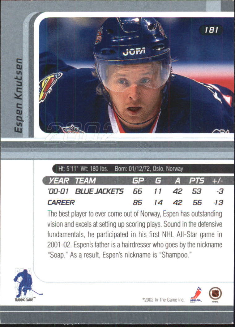 2001-02 BAP Signature Series #181 Espen Knutsen back image