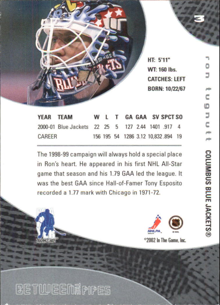 2001-02 Between the Pipes #3 Ron Tugnutt back image