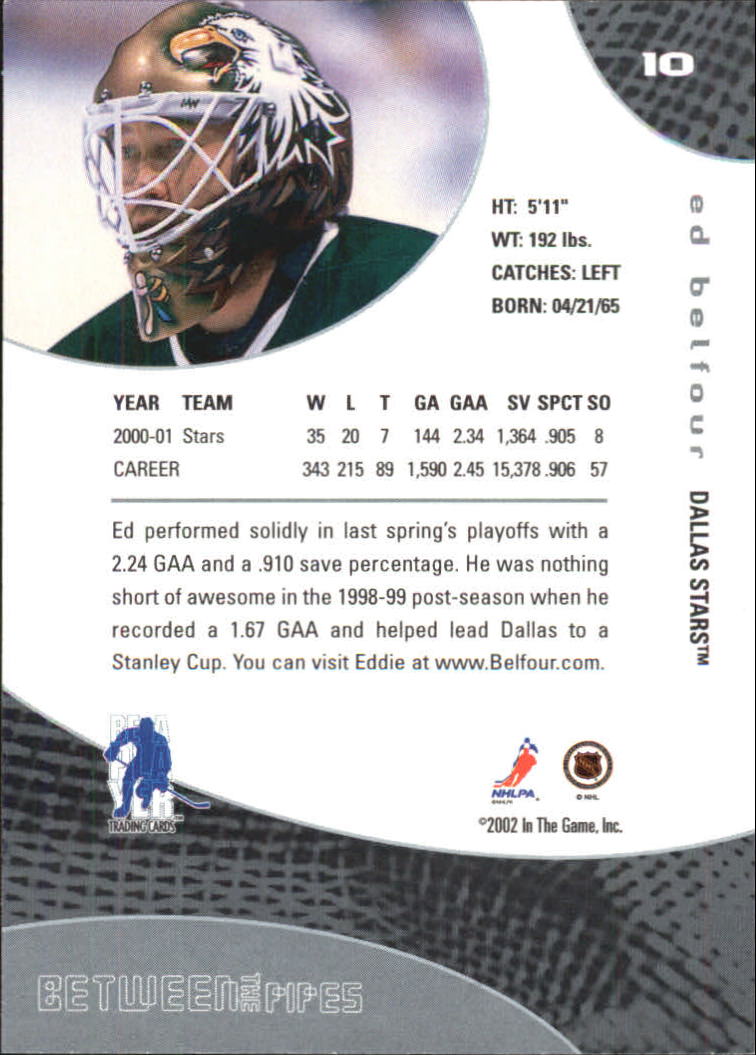 2001-02 Between the Pipes #10 Ed Belfour back image