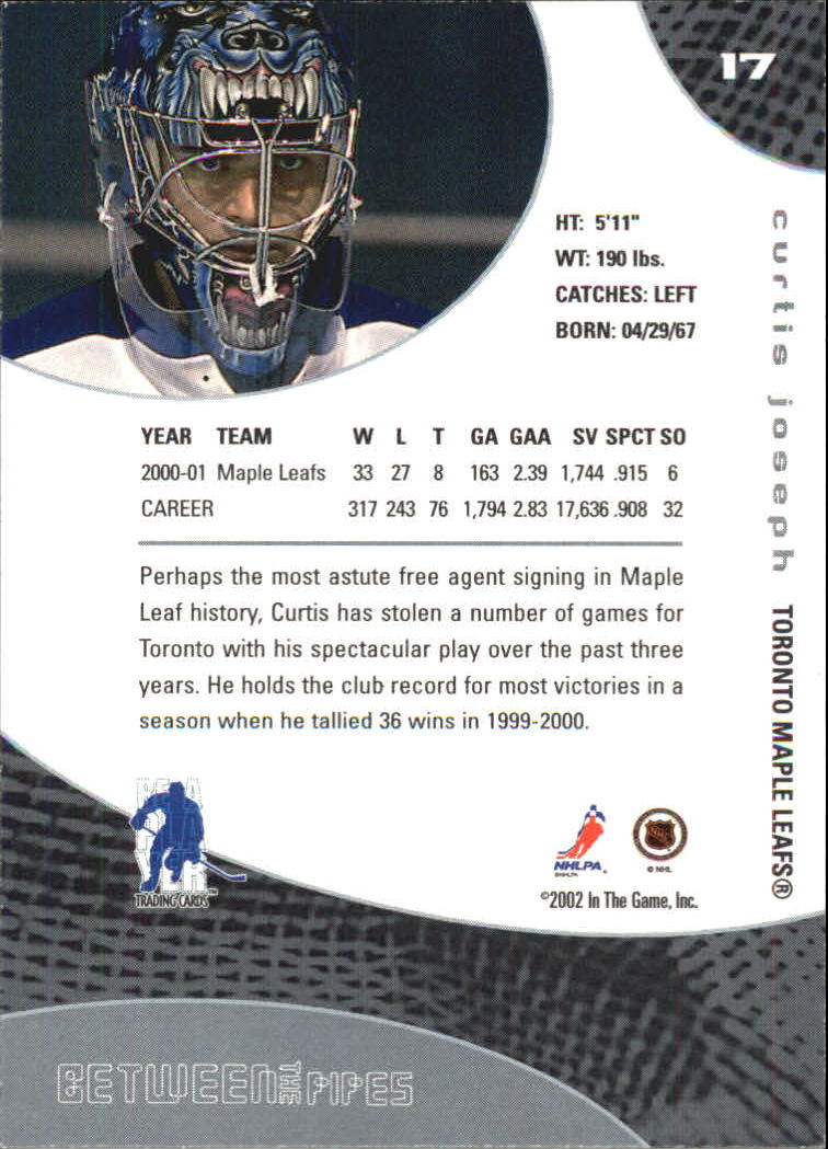 2001-02 Between the Pipes #17 Curtis Joseph back image