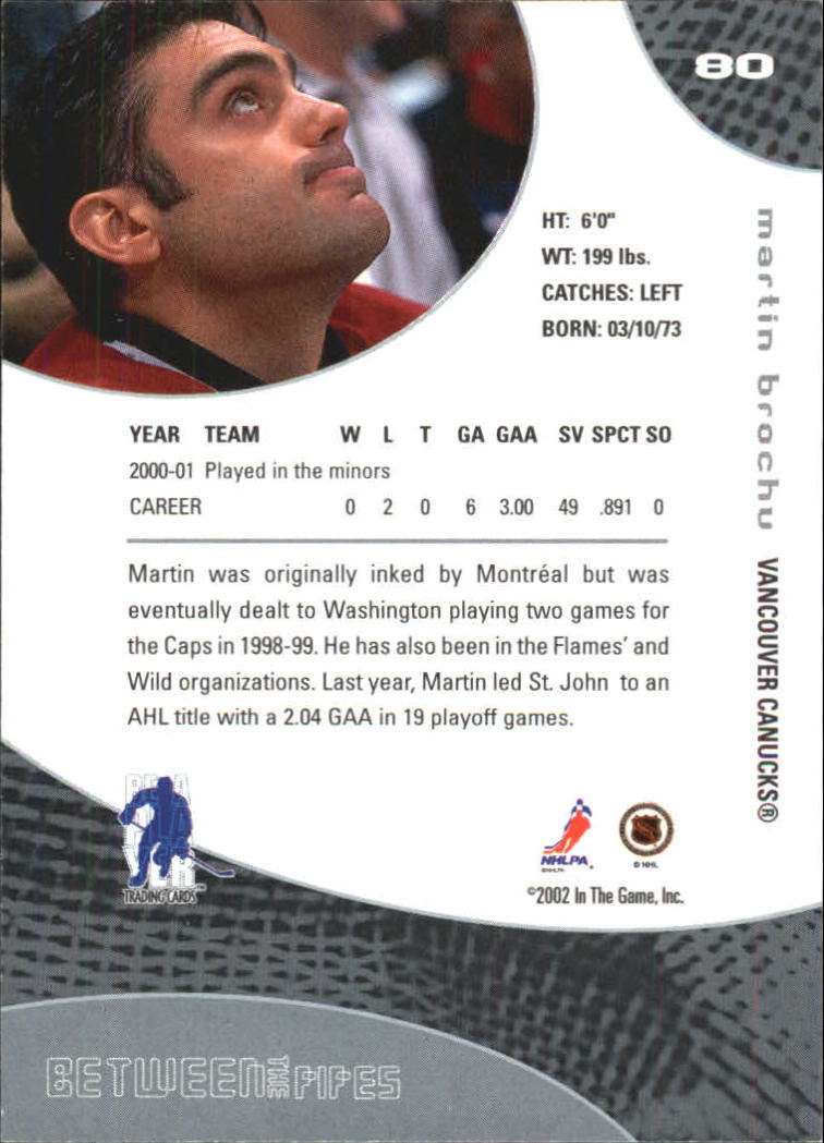2001-02 Between the Pipes #80 Martin Brochu back image