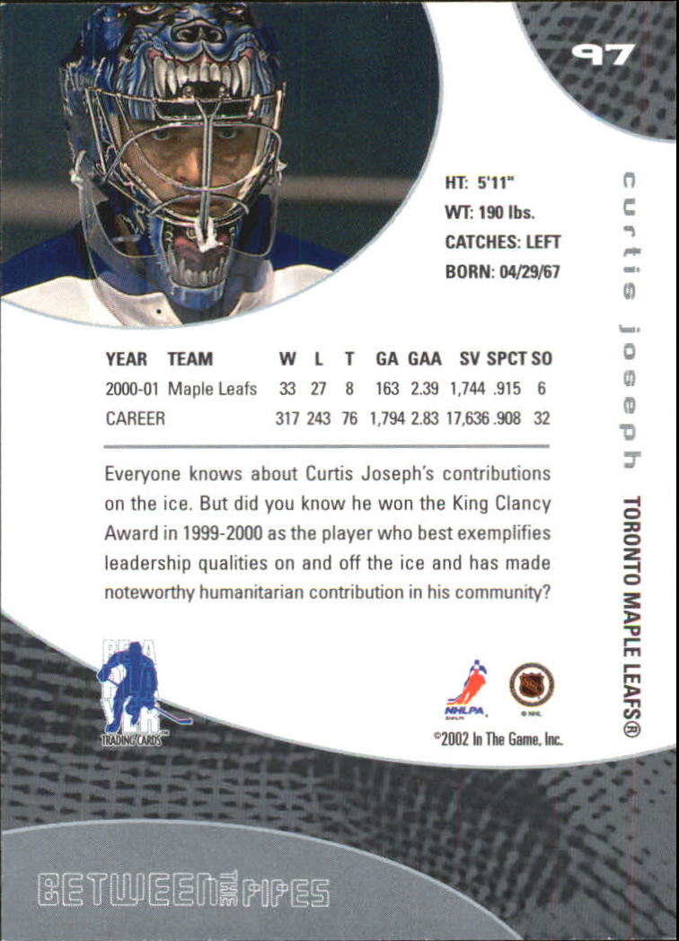 2001-02 Between the Pipes #97 Curtis Joseph back image