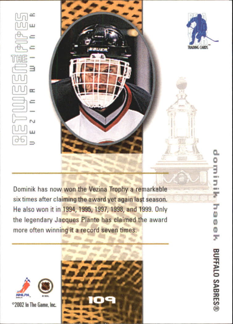 2001-02 Between the Pipes #109 Dominik Hasek back image