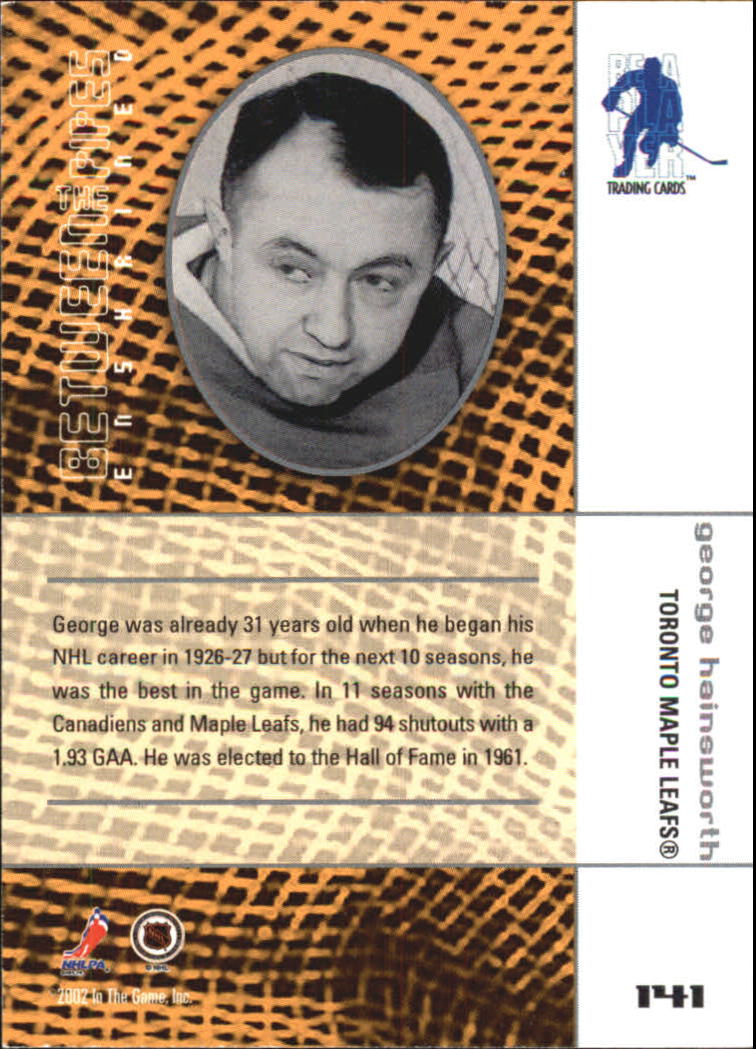 2001-02 Between the Pipes #141 George Hainsworth back image