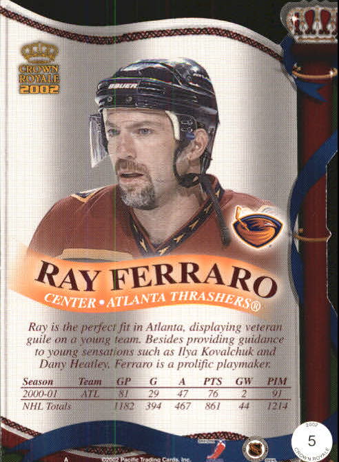 2001-02 Crown Royale #5 Ray Ferraro back image