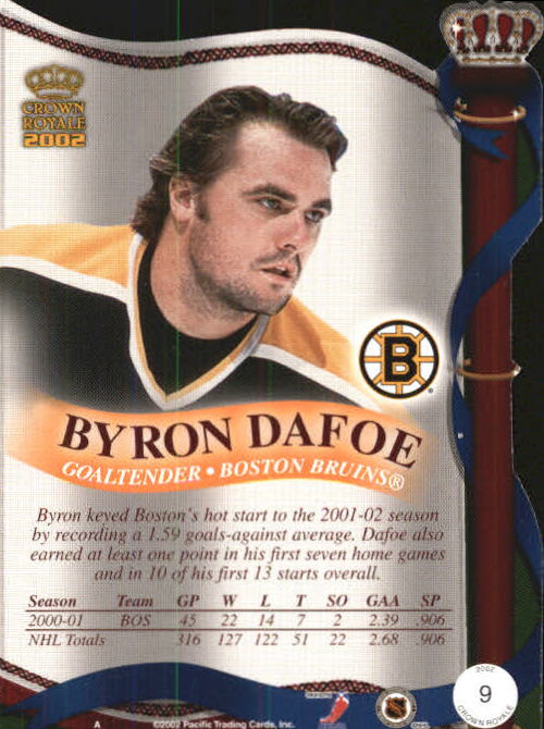 2001-02 Crown Royale #9 Byron Dafoe back image