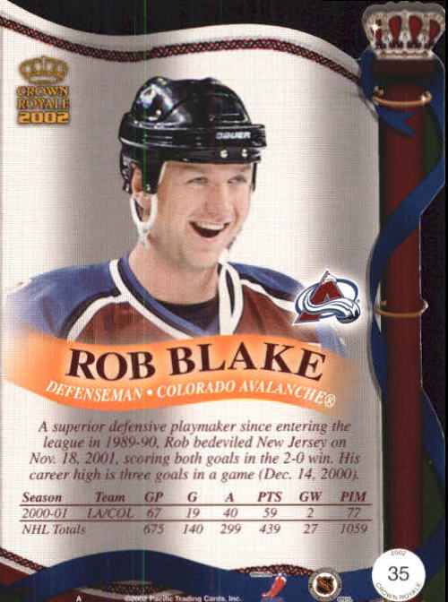 2001-02 Crown Royale #35 Rob Blake back image