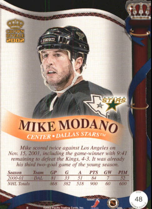 2001-02 Crown Royale #48 Mike Modano back image