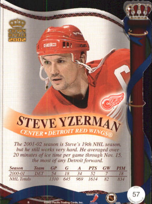2001-02 Crown Royale #57 Steve Yzerman back image