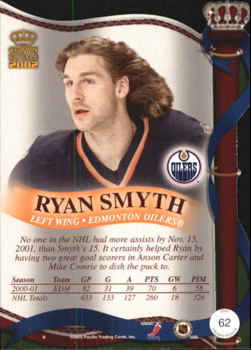2001-02 Crown Royale #62 Ryan Smyth back image