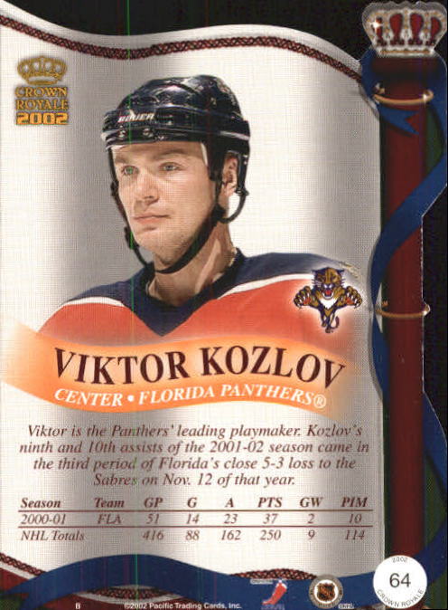 2001-02 Crown Royale #64 Viktor Kozlov back image