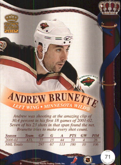 2001-02 Crown Royale #71 Andrew Brunette back image