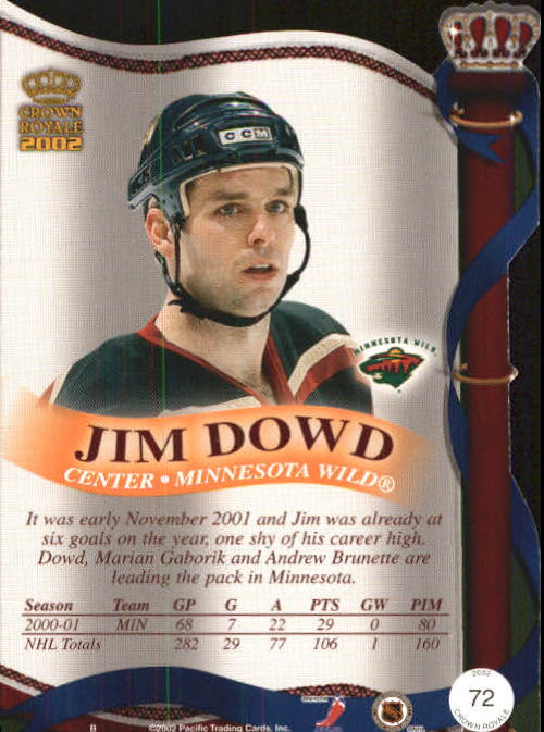2001-02 Crown Royale #72 Jim Dowd back image