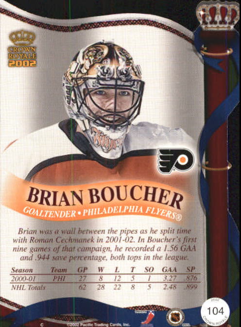 2001-02 Crown Royale #104 Brian Boucher back image