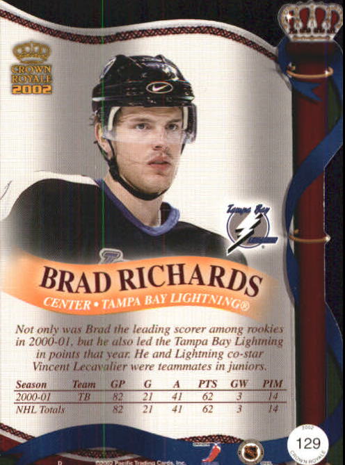 2001-02 Crown Royale #129 Brad Richards back image