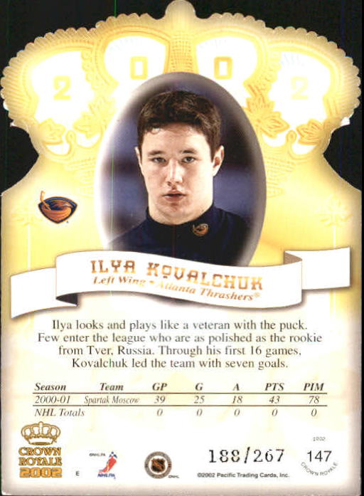 2001-02 Crown Royale #147 Ilya Kovalchuk RC back image