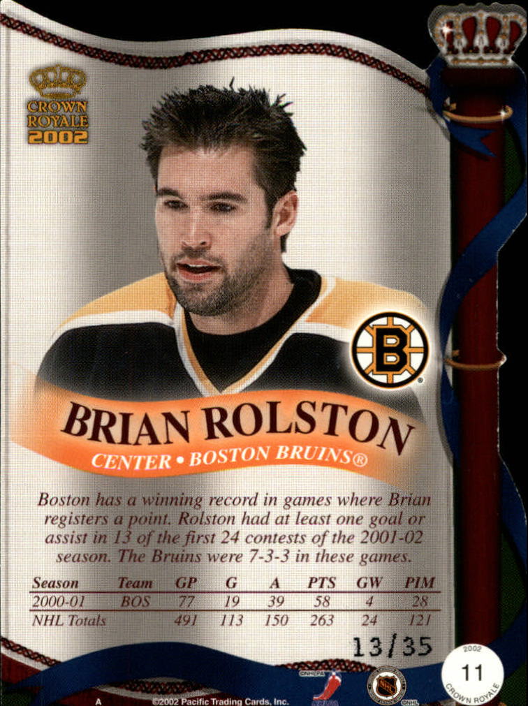 2001-02 Crown Royale Red #11 Brian Rolston back image