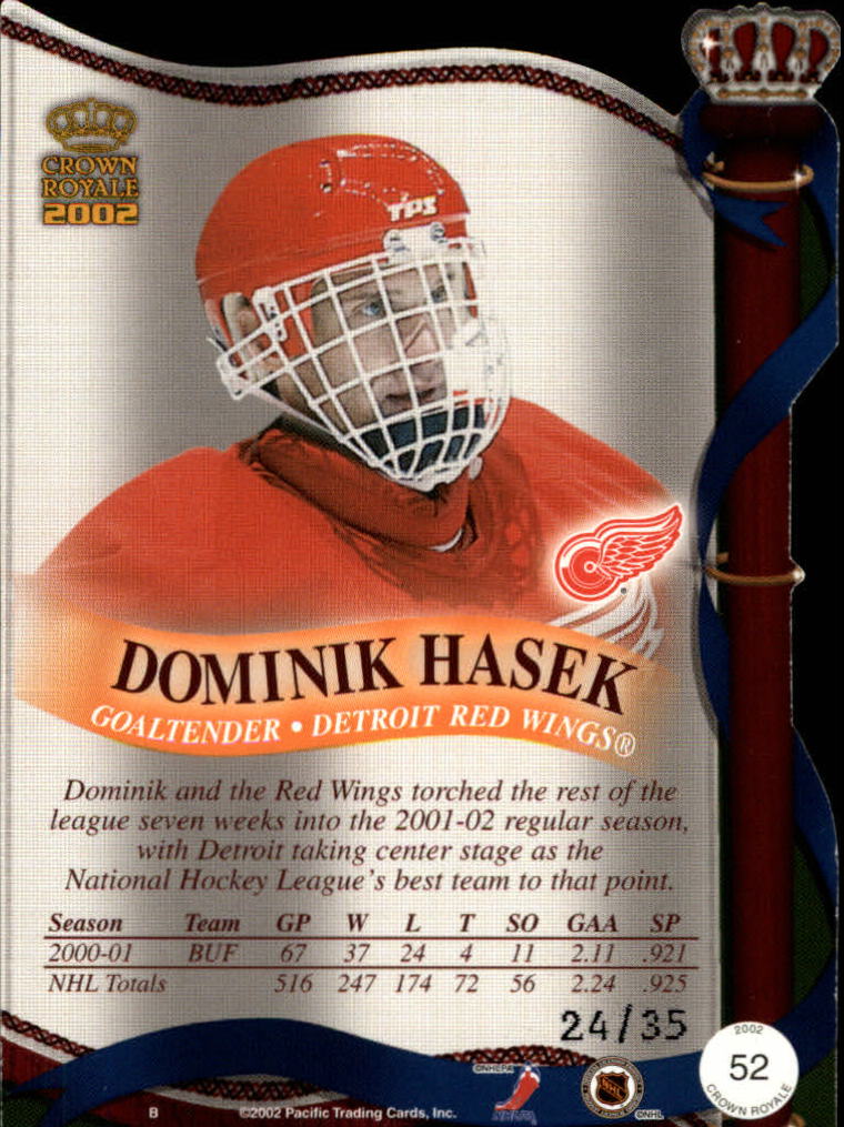 2001-02 Crown Royale Red #52 Dominik Hasek back image