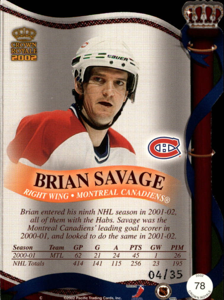 2001-02 Crown Royale Red #78 Brian Savage back image