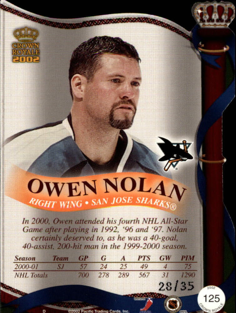 2001-02 Crown Royale Red #125 Owen Nolan back image