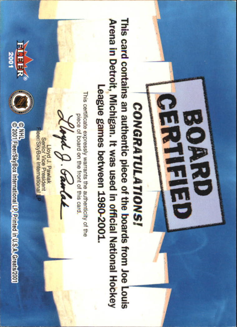 2001-02 Greats of the Game Board Certified #3 Mario Lemieux back image